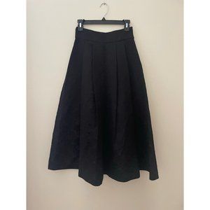 Peacebird retro style Black Mid-calf Length Brocade Pleated Skirt Size M classic